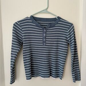 Striped Blue Kids Long Sleeve Shirt